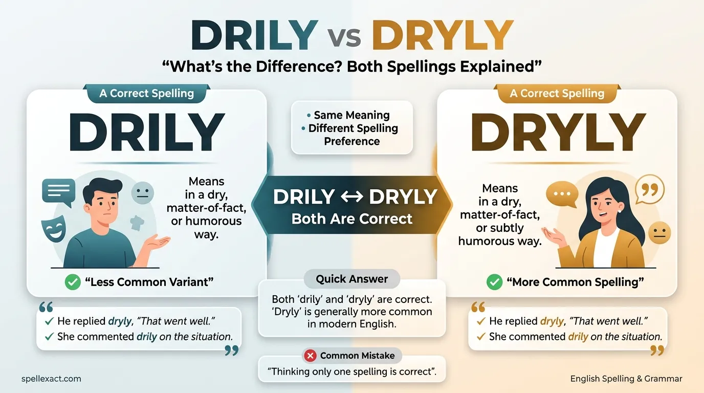 Drily vs Dryly